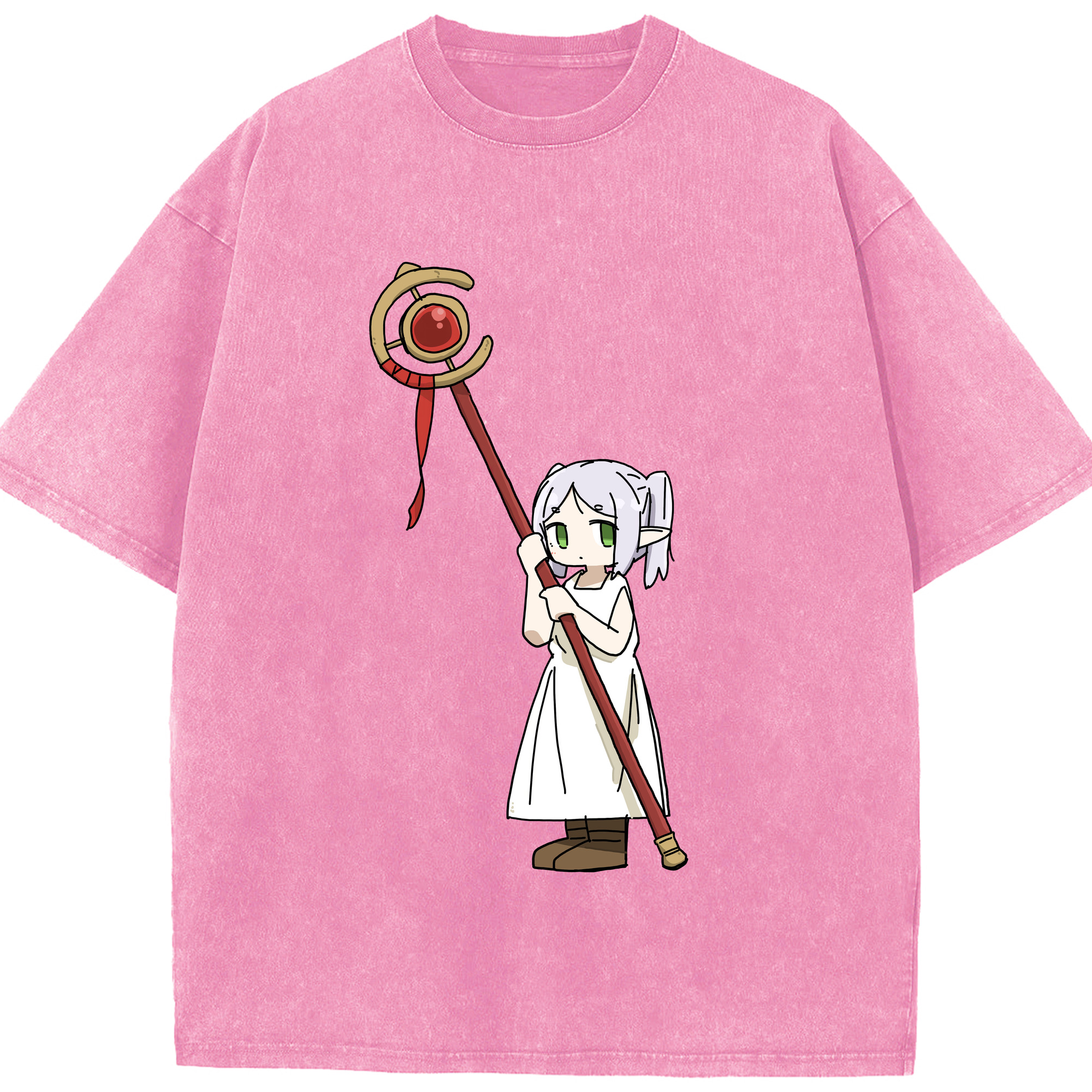 （画像用） 葬送のフリーレン Frieren 綿100% ヴィンテージ風 半袖Tシャツ（フロントプリント）